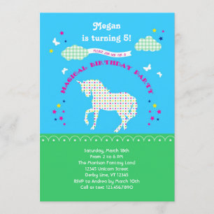 Unicorn Birthday Party Invitation Kaart