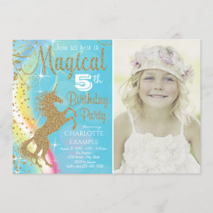 Unicorn Birthday Party Invitations Style photo