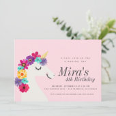 Unicorn Birthday Party Kaart (Staand voorkant)