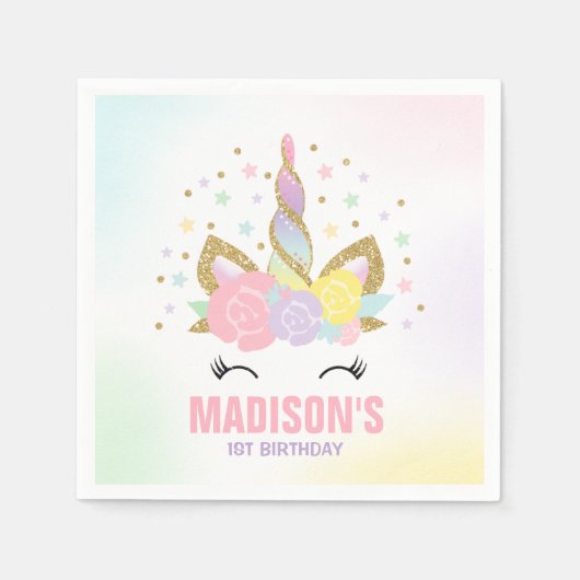 Unicorn Birthday Party Napkin Whimsical Unicorn Servetten (Voorkant)
