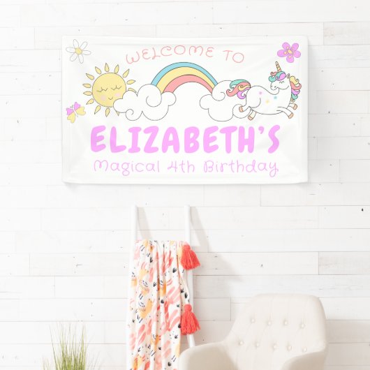 Unicorn Birthday Party Rainbow Spandoek (Insitu)