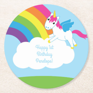 Unicorn Birthday Party Ronde Kartonnen Onderzetter