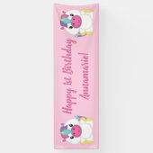 Unicorn Birthday Party roze Spandoek (Verticaal)