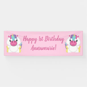 Unicorn Birthday Party roze Spandoek