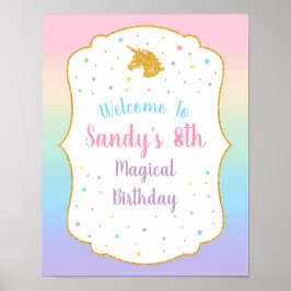 Unicorn Birthday Party Welkomstteken Poster