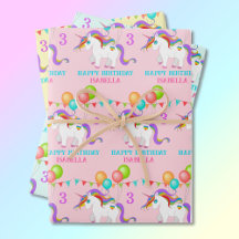 Unicorn Birthday Personaliseer Naam 3 Kleurig
