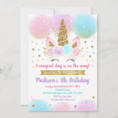 Unicorn Birthday Pink Gold Rainbow Kaart (Voorkant)