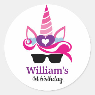 Unicorn Birthday Ronde Sticker