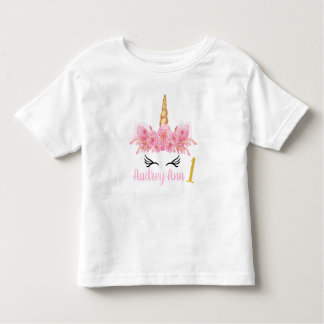 Unicorn Birthday shirt roze