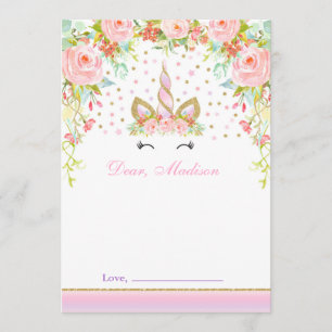 Unicorn Birthday Time Capsule Note Card Guestbook Kaart