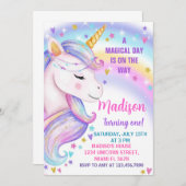 Unicorn Birthday Uitnodiging (Voorkant / Achterkant)