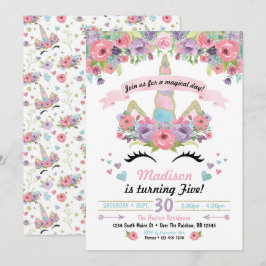 Unicorn Birthday Uitnodiging