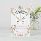 Unicorn Birthday Uitnodiging (Staand voorkant)