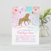 Unicorn Birthday Uitnodiging (Staand voorkant)