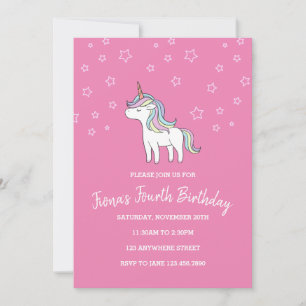 Unicorn Birthday Uitnodiging