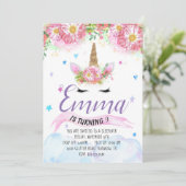 Unicorn Birthday Uitnodiging (Staand voorkant)