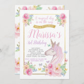 Unicorn Birthday Uitnodiging (Voorkant / Achterkant)