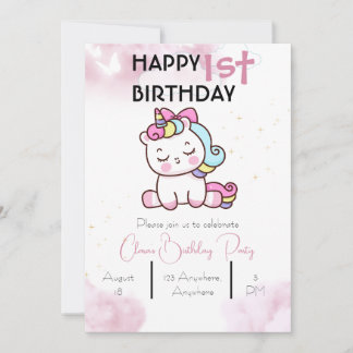 Unicorn Birthday Uitnodiging