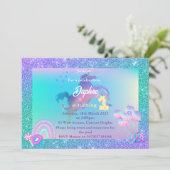Unicorn Birthday Uitnodiging om 1 uitnodiging te d (Staand voorkant)