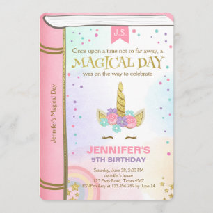 Unicorn Birthday Uitnodiging Roze Gold Magisch Boe