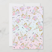 Unicorn Birthday Uitnodiging Roze Gold Unicorn (Achterkant)