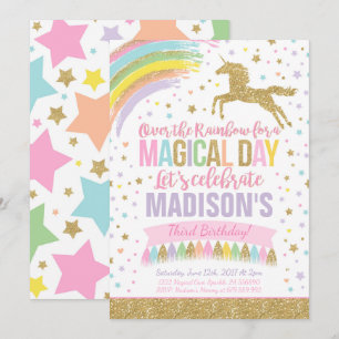 Unicorn Birthday Uitnodiging Roze Gold Unicorn