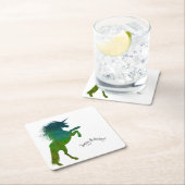 Unicorn, Birthday Vierkante Kartonnen Onderzetter (Insitu)