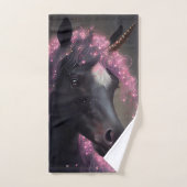 Unicorn Black en Pink Fantasy Creature Bad Handdoek (Handdoek)