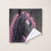 Unicorn Black en Pink Fantasy Creature Bad Handdoek (Wasdoekje)