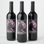 Unicorn Black en Pink Fantasy Creature Wijn Etiket (Flessen)