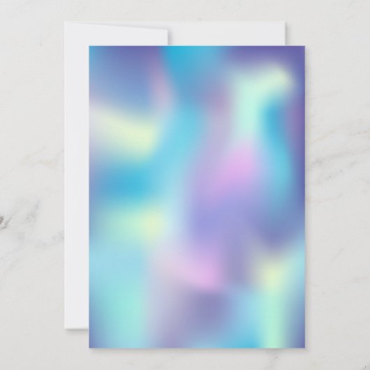 Unicorn, Blauwe Holografische Uitnodiging van het (Achterkant)