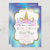 Unicorn, Blauwe Holografische Uitnodiging van het (Voorkant / Achterkant)