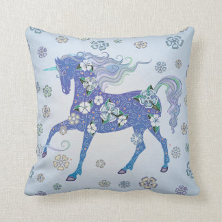 Unicorn Bleek Blue in Flowers Kussen