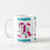 Unicorn Bleu Coeurs Mug (Gauche)