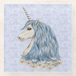 Unicorn Blue Hair Glazen Onderzetter