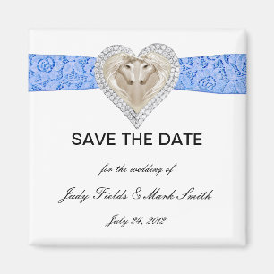 Unicorn Blue Lace Save the Date Magnet Magneet