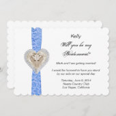 Unicorn Blue Lace Wedding Bridesmaid Kaart (Voorkant / Achterkant)