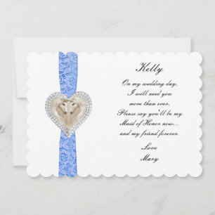 Unicorn Blue Lace Wedding Maid of Honor Kaart