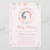 Unicorn Blush Florals Baby Shower Invitations (Devant / Derrière)