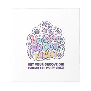 Unicorn Boogie Night Vetgedrukte Grafische T-shirt Notitieblok