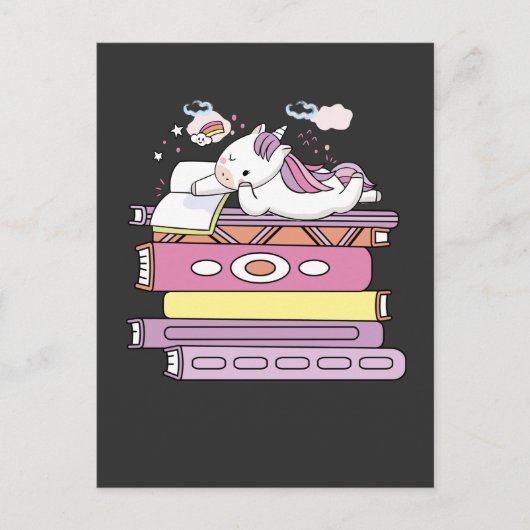 Unicorn Book Reading Girl Reader Future Librarian Briefkaart (Voorkant)