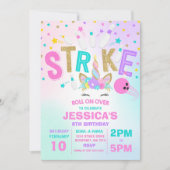 Unicorn Bowling Invitation Bowling Birthday Party (Devant)