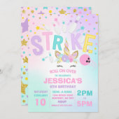 Unicorn Bowling Invitation Bowling Birthday Party (Devant / Derrière)