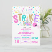 Unicorn Bowling Uitnodiging Bowling Birthday Parti (Staand voorkant)