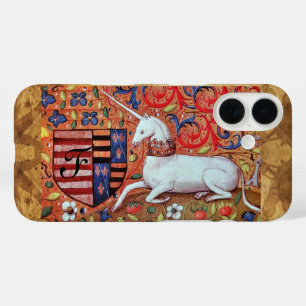 UNICORN Brown Parchment Monogram iPhone 16 Hoesje