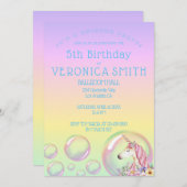 Unicorn Bubble Anniversaire Fête Invitation (Devant / Derrière)