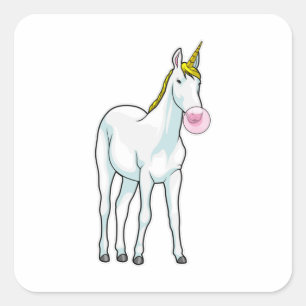 Unicorn Bubble gom Vierkante Sticker