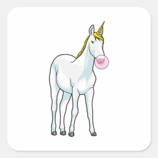Unicorn Bubble gom Vierkante Sticker (Voorkant)