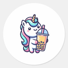 unicorn bubble tea lover ronde sticker