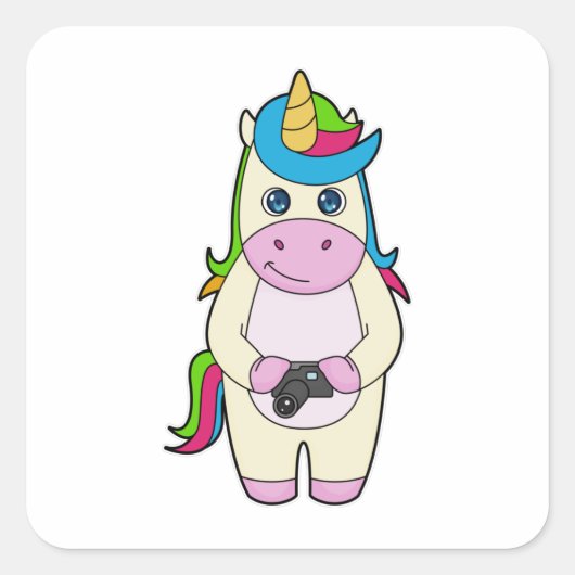 Unicorn Camera Vierkante Sticker (Voorkant)